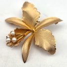 Gold Tone Orchid Marked G. F. CRO Brooch Pin (J1) Gold Tone Orchid Marked G. F. CRO Brooch Pin (J1)