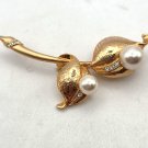 Gold Tone Leaves with Fake Pearl Color Beads Pin/Brooch (J1) Gold Tone Leaves with Fake Pearl Color Beads Pin/Brooch (J1)