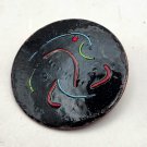 Round Black Pin with Red Green and Blue Pin/Brooch (J1) Vintage Round Black Pin with Red Green and Blue Pin/Brooch (J1) Vintage