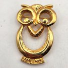 Gold Tone Owl Brooch Pin (J1)
