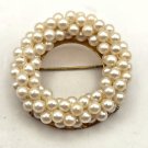 Faux Pearl Five Layered Round Vintage Brooch / Pin (J1) Faux Pearl Five Layered Round Vintage Brooch / Pin (J1)