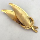 Gold Tone Double Textured Leaves with Two Rings Brooch Pin (J1) Gold Tone Double Textured Leaves with Two Rings Brooch Pin (J1)