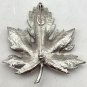 Lisa Signed Silver Tone Textured Metal Leaf Brooch Pin (J1)