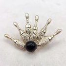 Dodds Silver Tone 6 Bowling Pins with Black Ball Pin/Brooch (J1) Dodds Silver Tone 6 Bowling Pins with Black Ball Pin/Brooch (J1)