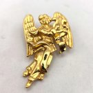 USA Signed Gold Tone Angel with Wings Playing an Instrument Brooch Pin (J1) USA Signed Gold Tone Angel with Wings Playing an Instrument Brooch Pin (J1)