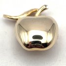 Gold Tone Apple Has a Clear Rhinestone at top of Stem Brooch Pin (J1) Gold Tone Apple Has a Clear Rhinestone at top of Stem Brooch Pin (J1)