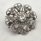 Silver Tone Round Brooch with Clear Stones Pin/Brooch (J1) Silver Tone Round Brooch with Clear Stones Pin/Brooch (J1)