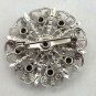 Silver Tone Round Brooch with Clear Stones Pin/Brooch (J1)