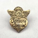 Gold Tone "Someone Special" Angel with Wings and Heart Pin/Brooch (J1)