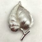 Vintage Trifari Signed Brushed Silver Leaf Brooch Pin (J1) Vintage Trifari Signed Brushed Silver Leaf Brooch Pin (J1)