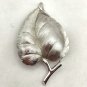Vintage Trifari Signed Brushed Silver Leaf Brooch Pin (J1)
