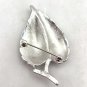 Vintage Trifari Signed Brushed Silver Leaf Brooch Pin (J1)
