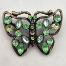 Bronze Color Butterfly with Green and Blue Stones Pin/Brooch (J1)