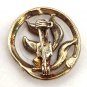 Gold Tone Almost Round with a Blue Stone and Leaf In Center Pin/Brooch (J1)