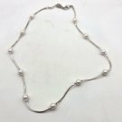 Faux Pearl Necklace with silver Chain 15" (BD1) Faux Pearl Necklace with silver Chain 15" (BD1)