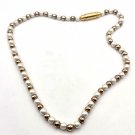 Pearl and Gold Tone Bead Necklace The Clasp is Magnetic 18" (BD1)