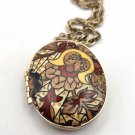 Enamel Cloisonne Locket Pendant Necklace Gold Tone Rope Chain 11 3/4" latched (BD1) Enamel Cloisonne Locket Pendant Necklace Gold Tone Rope Chain 11 3/4" latched (BD1)