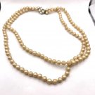 Faux Pearl Vintage 2 Strand Necklace with Slide Clasp 22" (BD1)