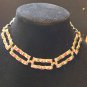 Elegant Wavy Rectangle Gold Tone Link Necklace (BD1)