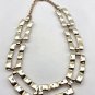 Elegant Wavy Rectangle Gold Tone Link Necklace (BD1)