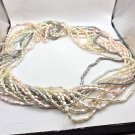 12 Multi Strand Bead Necklace Pink, White Gray Beads 30" (BD1)