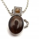 Brown Tiger Eye with Silver Chain Necklace 18" (BD1) Brown Tiger Eye with Silver Chain Necklace 18" (BD1)