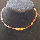 Burgundy Pica Beads, Off White, Peach Wood Bead, Cork, and Other Bead Mens Chocker Necklace (BD1)