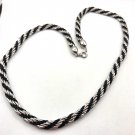 Twisted Black Cord Rope and Silver Metal Necklace 25" (BD1) Twisted Black Cord Rope and Silver Metal Necklace 25" (BD1)