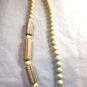 Light Yellow Bead with Three Large Wood Bead Necklace (BD1)