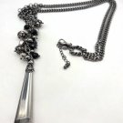 Lia Sophia Gray Tone Amulet Style Necklace with Beads 32" (BD1)