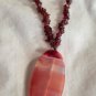Oval Stone with Purple Agate Chip Beads Necklace (BD1)