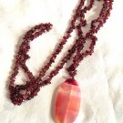 Oval Stone with Purple Agate Chip Beads Necklace (BD1)