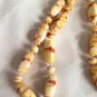 Burnt Orange Bead Necklace Rectangles and Circles No Clasp 20" (BD1)