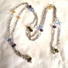 Silver Chain with Purple, Amber, and Blue Bead Necklace 29" (BD1) Silver Chain with Purple, Amber, and Blue Bead Necklace 29" (BD1)