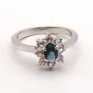 Blue Oval Rhinestone with Clear Rhinestone Around it Silver Tone Band Ring Size 7 (SD1) Blue Oval Rhinestone with Clear Rhinestone Around it Silver Tone Band Ring Size 7 (SD1)