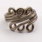 Silver Wire Swirl Statement Ring Set of 3 Loops a long 3 Strands size 8 (SD1)
