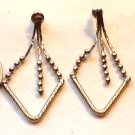 Silver Tone Diamond Shaped Pierced Earrings - Part if it is Solid Metal Part is Ball Bead (BD2) Silver Tone Diamond Shaped Pierced Earrings - Part if it is Solid Metal Part is Ball Bead (BD2)