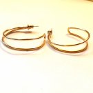 Gold Tone Double Line Hoop Style Pierced Earrings (BD2)