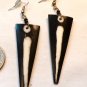 Black and White Triangle Shaped Dangle Pierced Earrings (BD2)