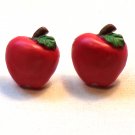 Retro Resin Hand Painted Apple Pierced Earrings (BD2)