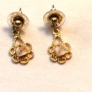 Gold Tone with a Pink Rose Flower Dangle Pierced Earrings (BD2) Gold Tone with a Pink Rose Flower Dangle Pierced Earrings (BD2)