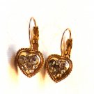 Gold Tone Hearts With Clear Stones Pierced Earrings (BD2) Gold Tone Hearts With Clear Stones Pierced Earrings (BD2)