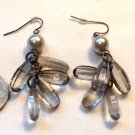 Silver Colored Ball with Smoky Quartz Colored Beads Dangle Pierced Earrings (BD2) Silver Colored Ball with Smoky Quartz Colored Beads Dangle Pierced Earrings (BD2)