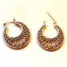 Silver Hoop Earrings With Line and Curl Design Pierced Earrings (BD2)