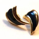 Gold Tone and Black Enamel Pierced Earrings (BD2) Gold Tone and Black Enamel Pierced Earrings (BD2)
