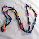 Large Black, Yellow, Red, Turquoise, Purple and Magenta Colored Beads No Clasp 28" (BD1) Large Black, Yellow, Red, Turquoise, Purple and Magenta Colored Beads No Clasp 28" (BD1)