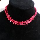 Three Row Red Coral Chocker Necklace (BD2)