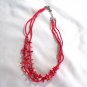 Three Row Red Coral Chocker Necklace (BD2)