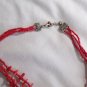 Three Row Red Coral Chocker Necklace (BD2)