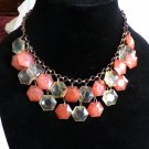 Six Sided Cut Beads Burnt Orange and Yellowish Color Necklace (BD2) Six Sided Cut Beads Burnt Orange and Yellowish Color Necklace (BD2)
